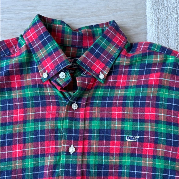 Vineyard Vines Red and Green Plaid Shirt - Picture 2 of 5